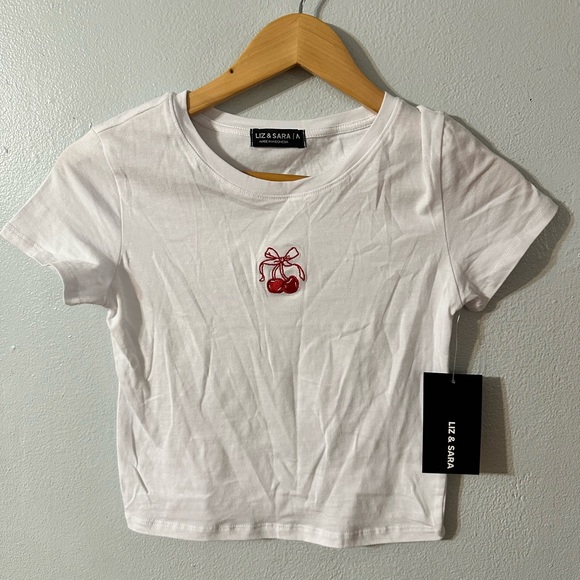 Trendy Cherry Bow Baby Tee - Picture 1 of 3